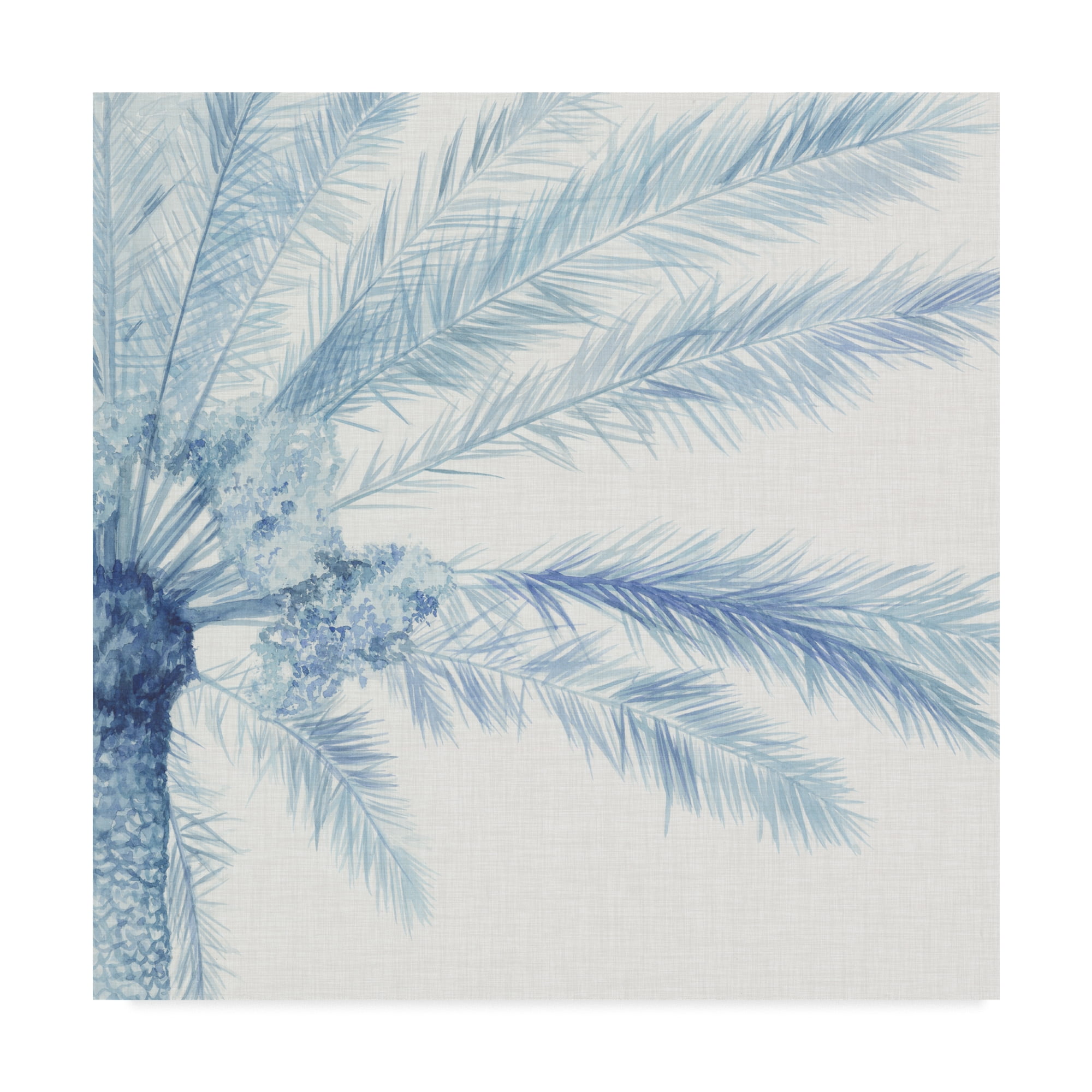 Modern Blue Palm Tree Botanical Canvas Print, 18 x 18