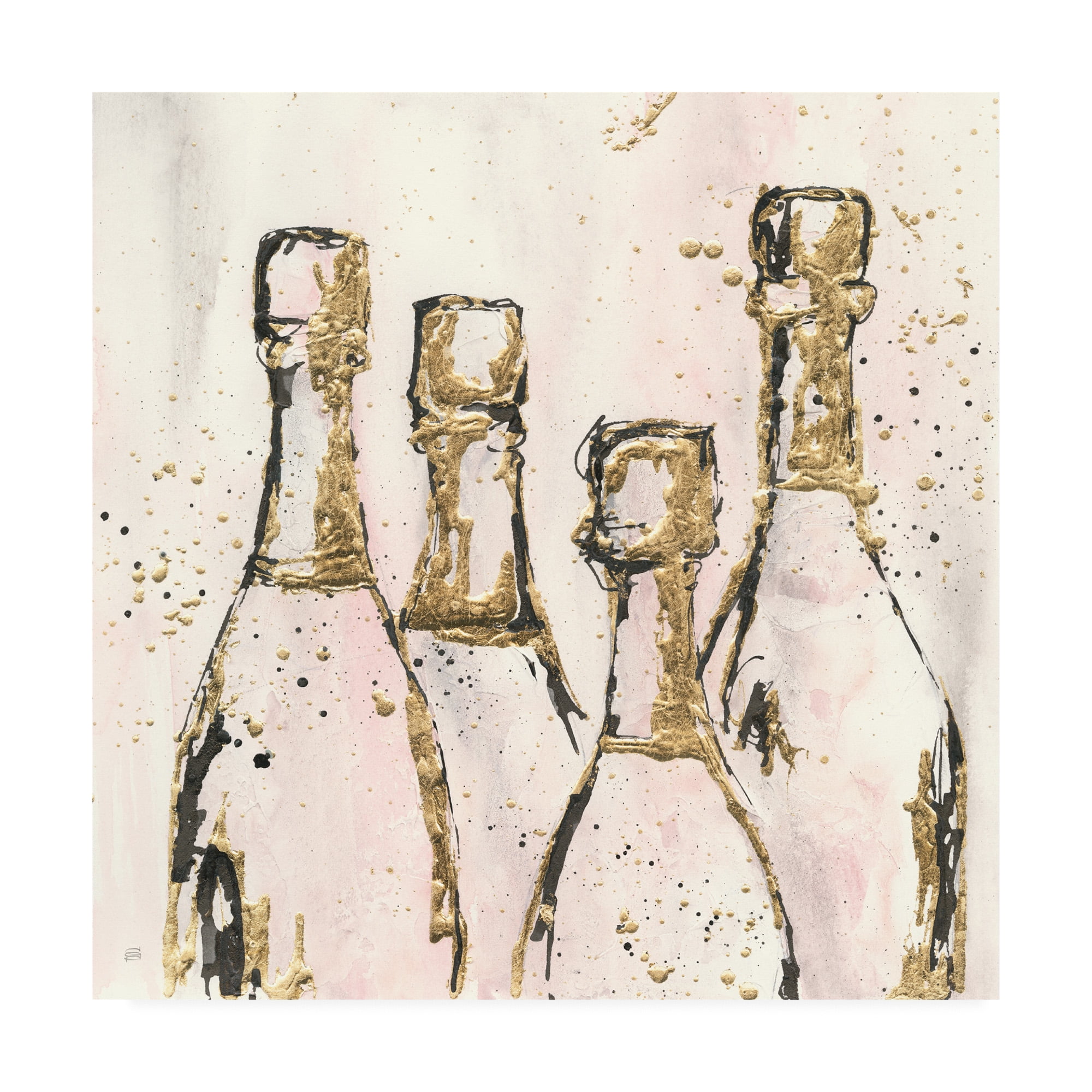 Gold and White Champagne Bottles Canvas Art Print, 24 x 24