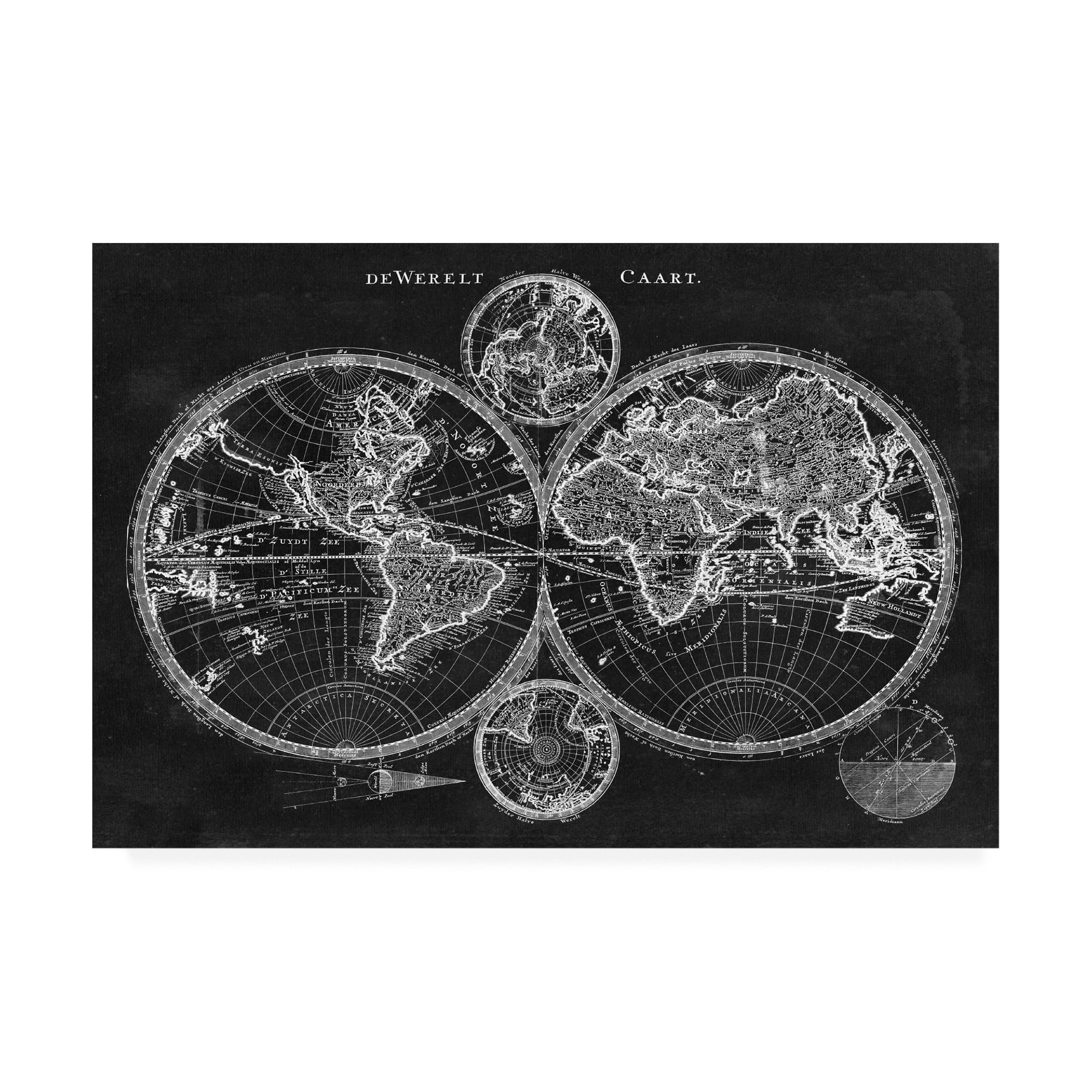 Trademark Fine Art 'Charcoal World Map' Canvas Art by Studio W