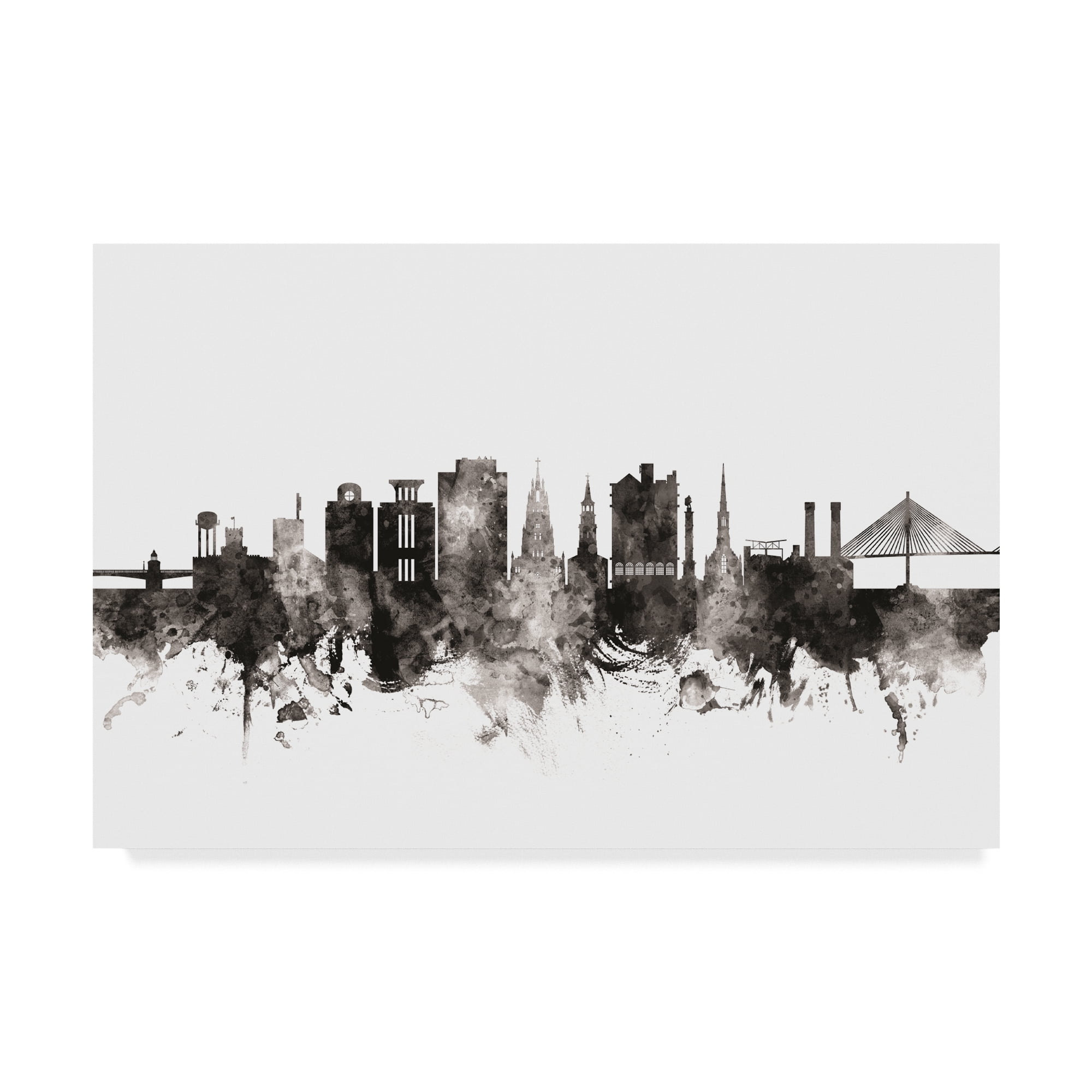 Trademark Fine Art 'Charleston South Carolina Skyline Black White' Canvas Art by Michael Tompsett