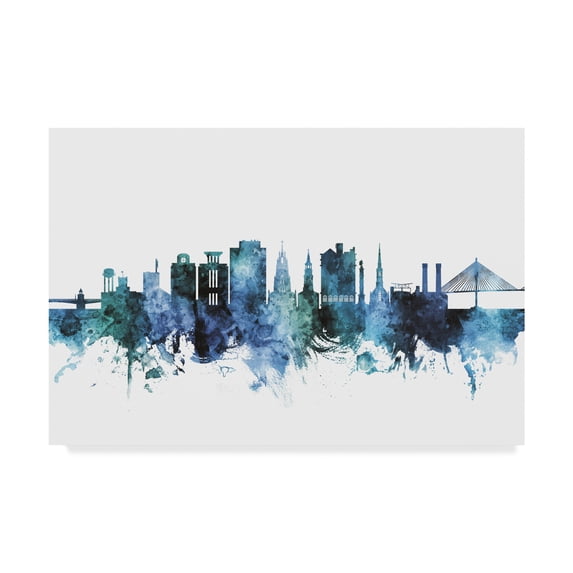 Trademark Fine Art 'Charleston South Carolina Skyline Blue' Canvas Art by Michael Tompsett