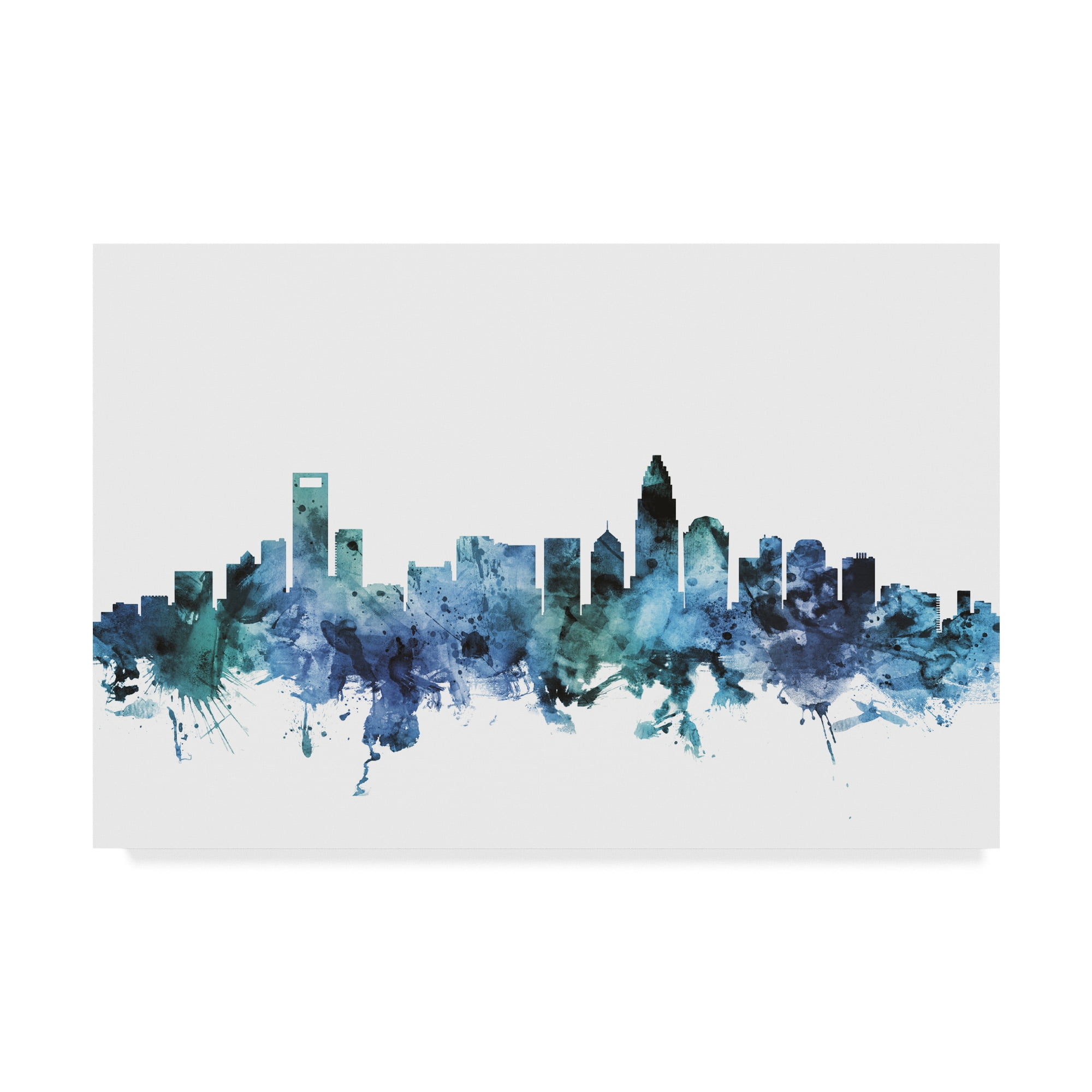 Trademark Fine Art 'Charlotte NC Blue Teal Skyline' Canvas Art by Michael Tompsett