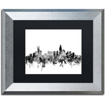 Trademark Fine Art "Charlotte NC Skyline B&W" Canvas Art by Michael Tompsett, Black Matte, Silver Frame