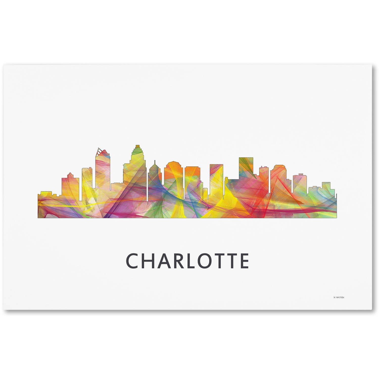 Trademark Fine Art 'Charlotte NC Skyline WB-1' Canvas Art by Marlene Watson