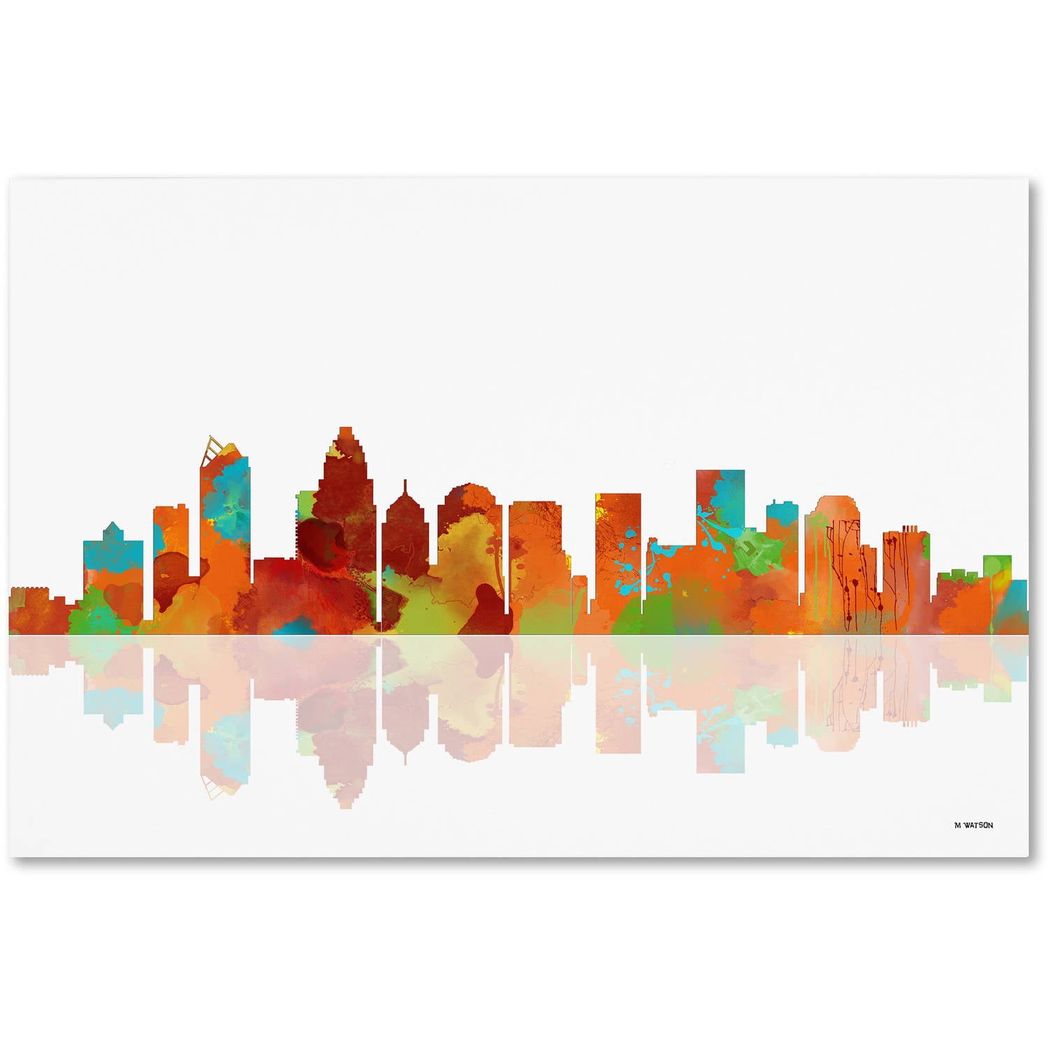 Trademark Fine Art "Charlotte North Carolina Skyline" Canvas Art by Marlene Watson