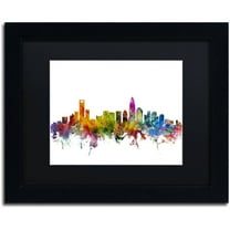 Trademark Fine Art 'Charlotte North Carolina Skyline' Canvas Art by Michael Tompsett, Black Matte, Black Frame