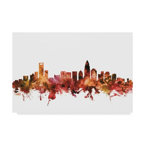 Trademark Fine Art 'Charlotte North Carolina Skyline Red' Canvas Art by Michael Tompsett
