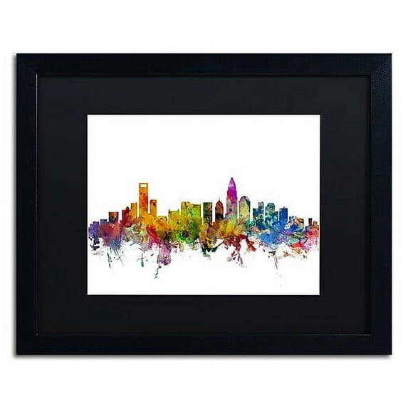 Trademark Fine Art ''Charlotte North Carolina Skyline'' by Michael Tompsett 16' x 20 Black Frame (MT