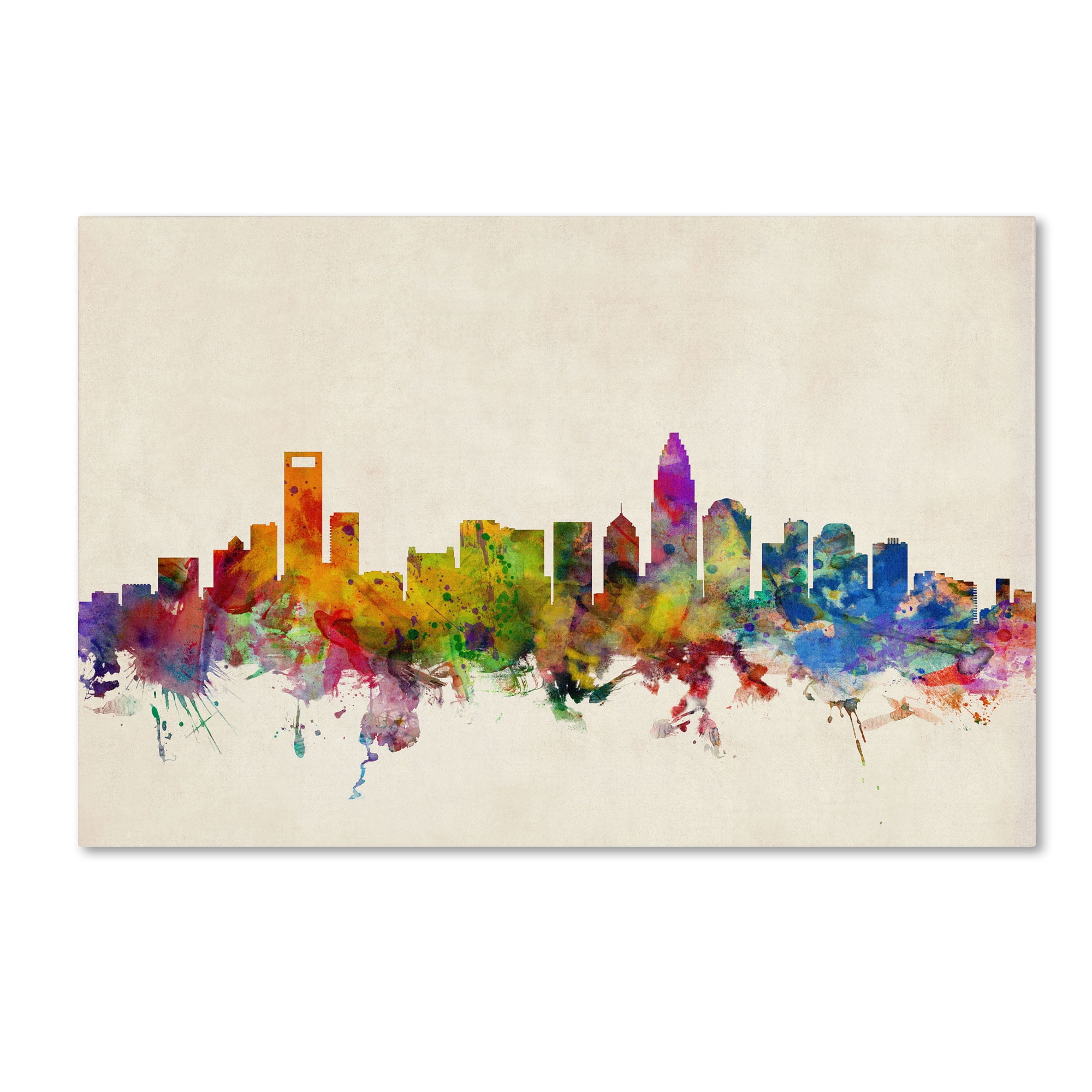 Trademark Fine Art "Charlotte Watercolor Skyline" Canvas Art by Michael Tompsett