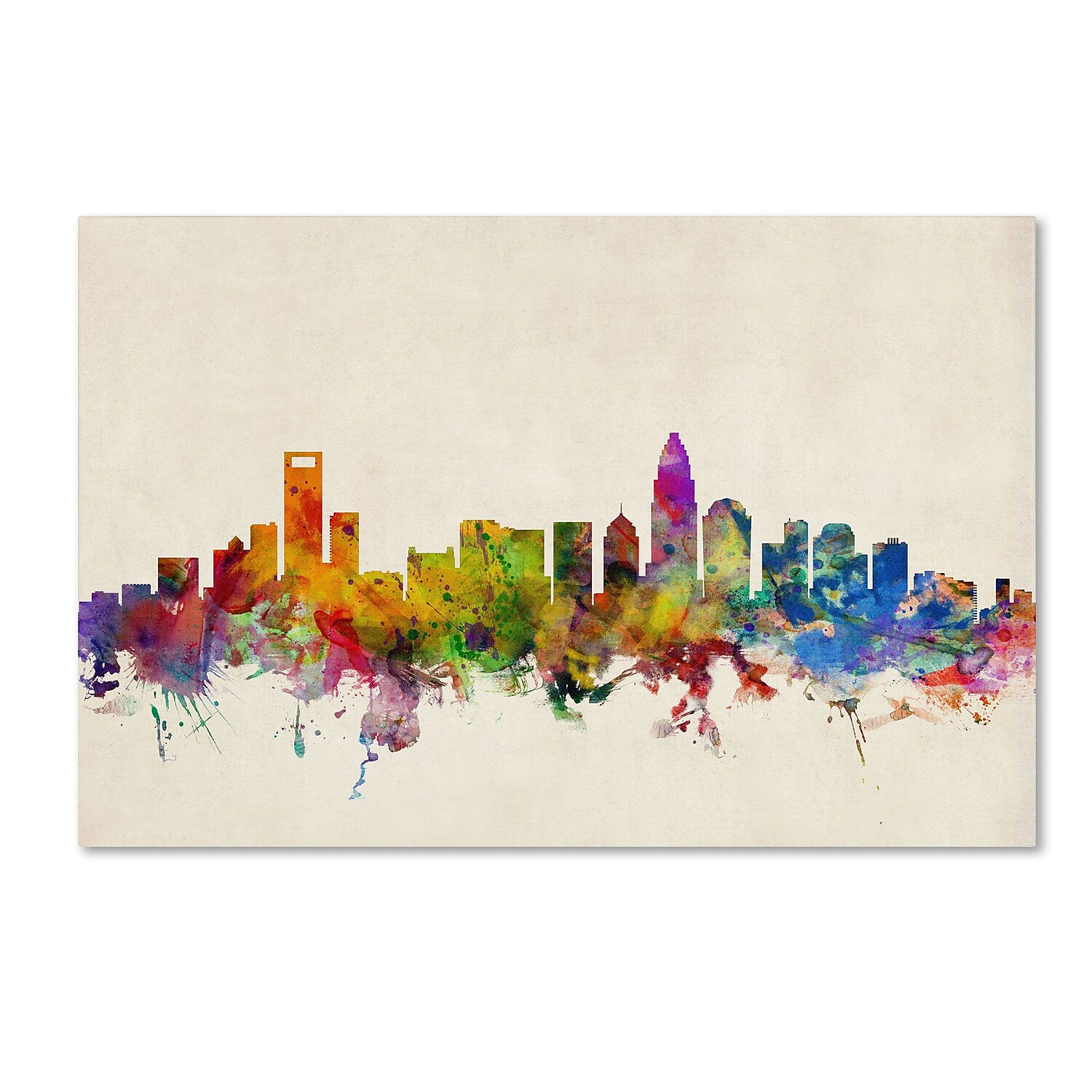 Trademark Fine Art "Charlotte Watercolor Skyline" Canvas Art by Michael Tompsett