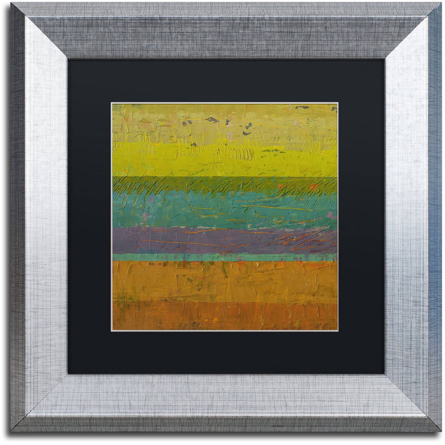 Trademark Fine Art "Chartreuse Line" Canvas Art by Michelle Calkins, Black Matte, Silver Frame