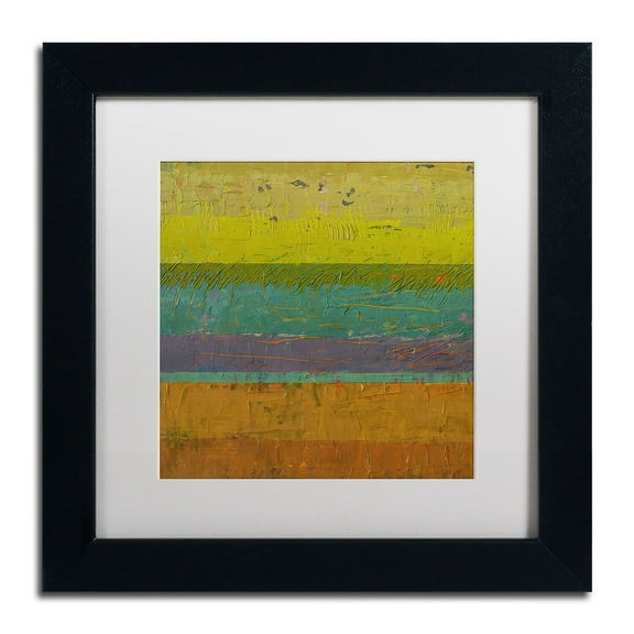 Trademark Fine Art "Chartreuse Line" Canvas Art by Michelle Calkins, White Matte, Black Frame
