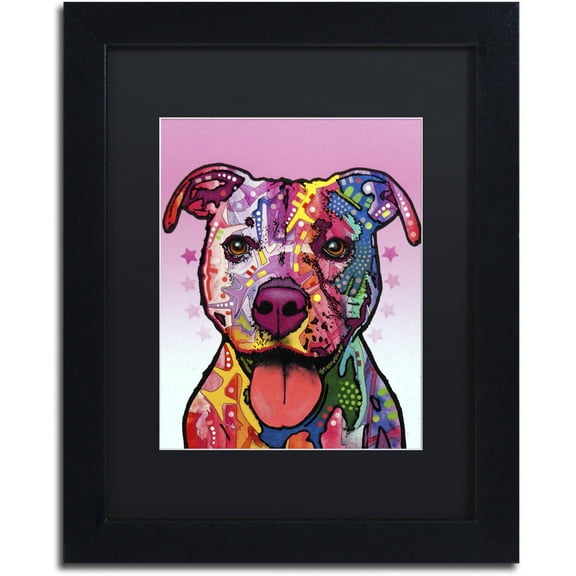 Trademark Fine Art "Cherish The Pitbull" Canvas Art by Dean Russo, Black Matte, Black Frame