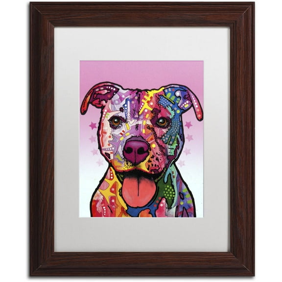 Trademark Fine Art "Cherish The Pitbull" Canvas Art by Dean Russo, White Matte, Wood Frame