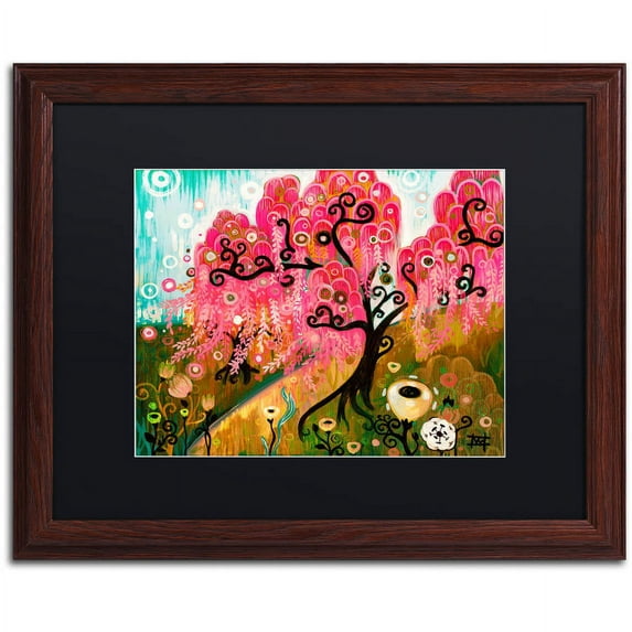 Trademark Fine Art "Cherry Blossom Willow" Canvas Art by Natasha Wescoat, Black Matte, Wood Frame