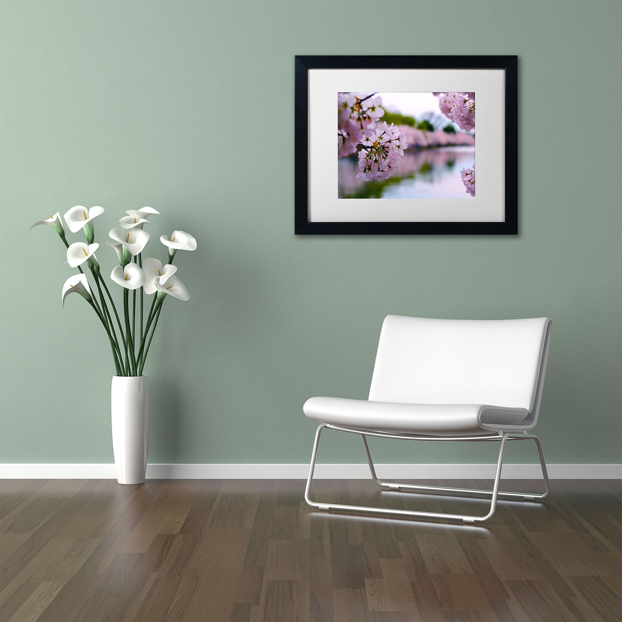 Trademark Fine Art "Cherry Blossoms 2014-2" Canvas Art by CATeyes, White Matte, Black Frame