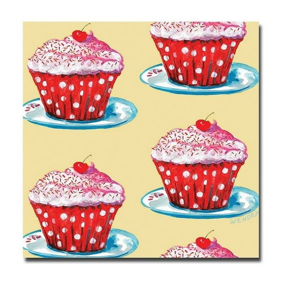 Trademark Fine Art "Cherry Cupcakes" Canvas Art by Wendra