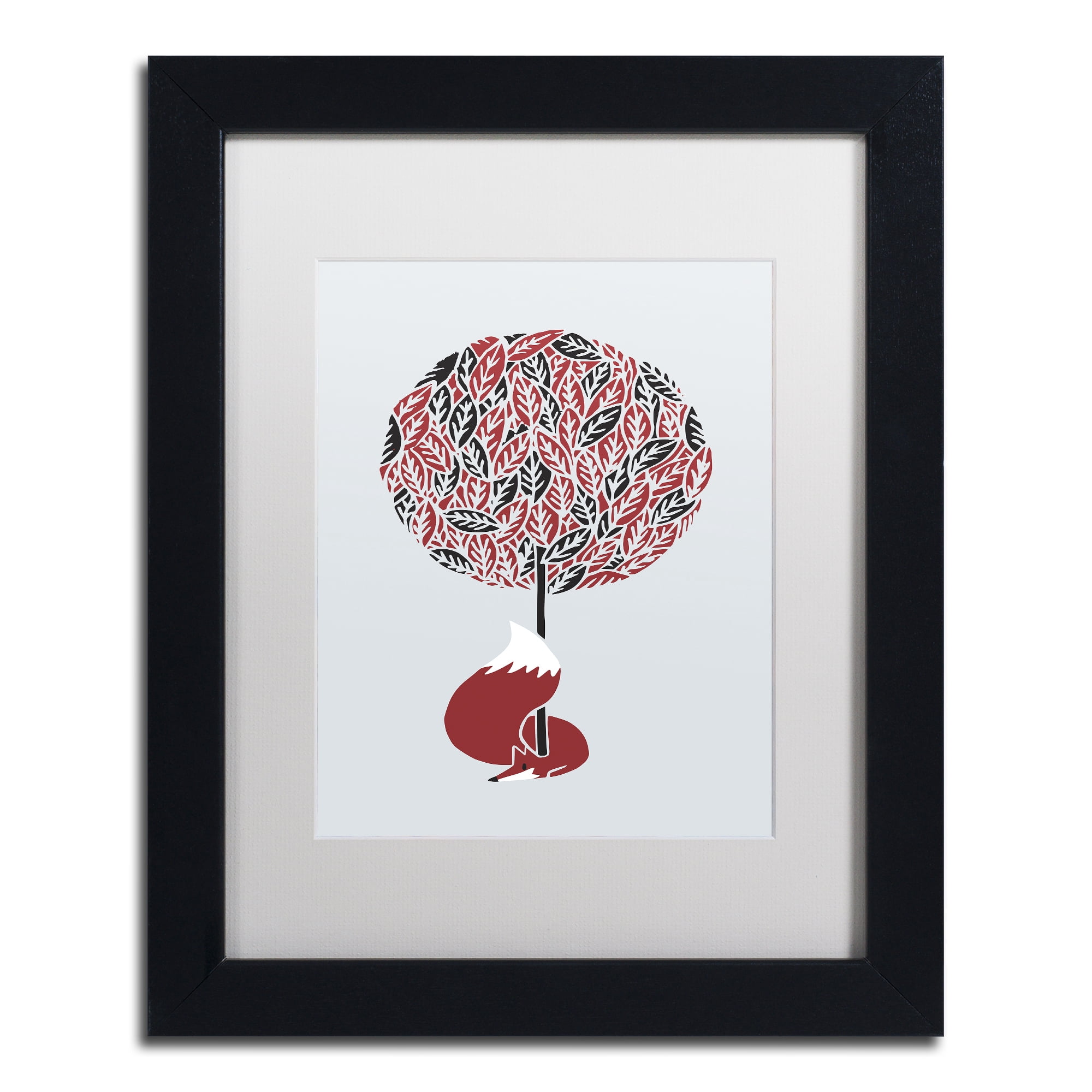 Trademark Fine Art 'Cherry Tree Fox' Black Framed Art by Robert Farkas