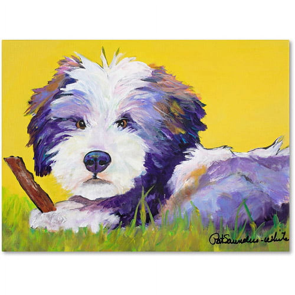 Colorful Dog Portrait on Canvas with Yellow Background