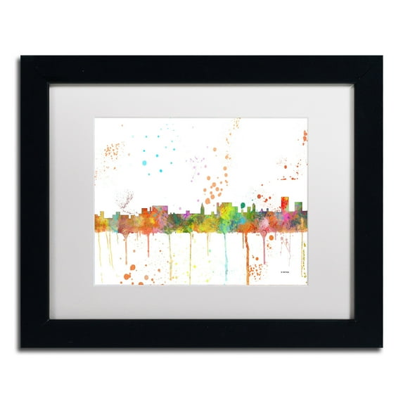 Trademark Fine Art "Cheyenne Wyoming Skyline" Canvas Art by Marlene Watson, White Matte, Black Frame