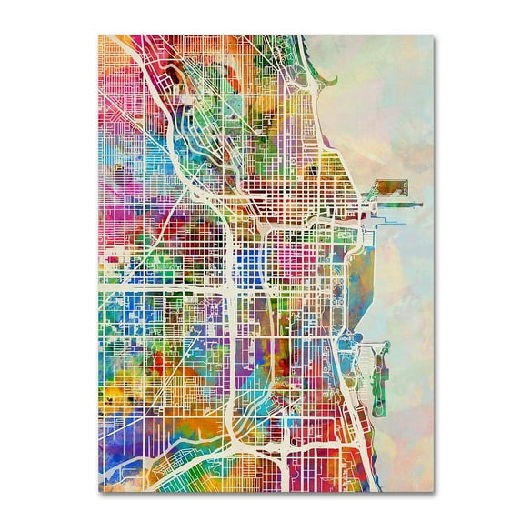 Trademark Fine Art "Chicago City Street Map" Canvas Art by Michael Tompsett