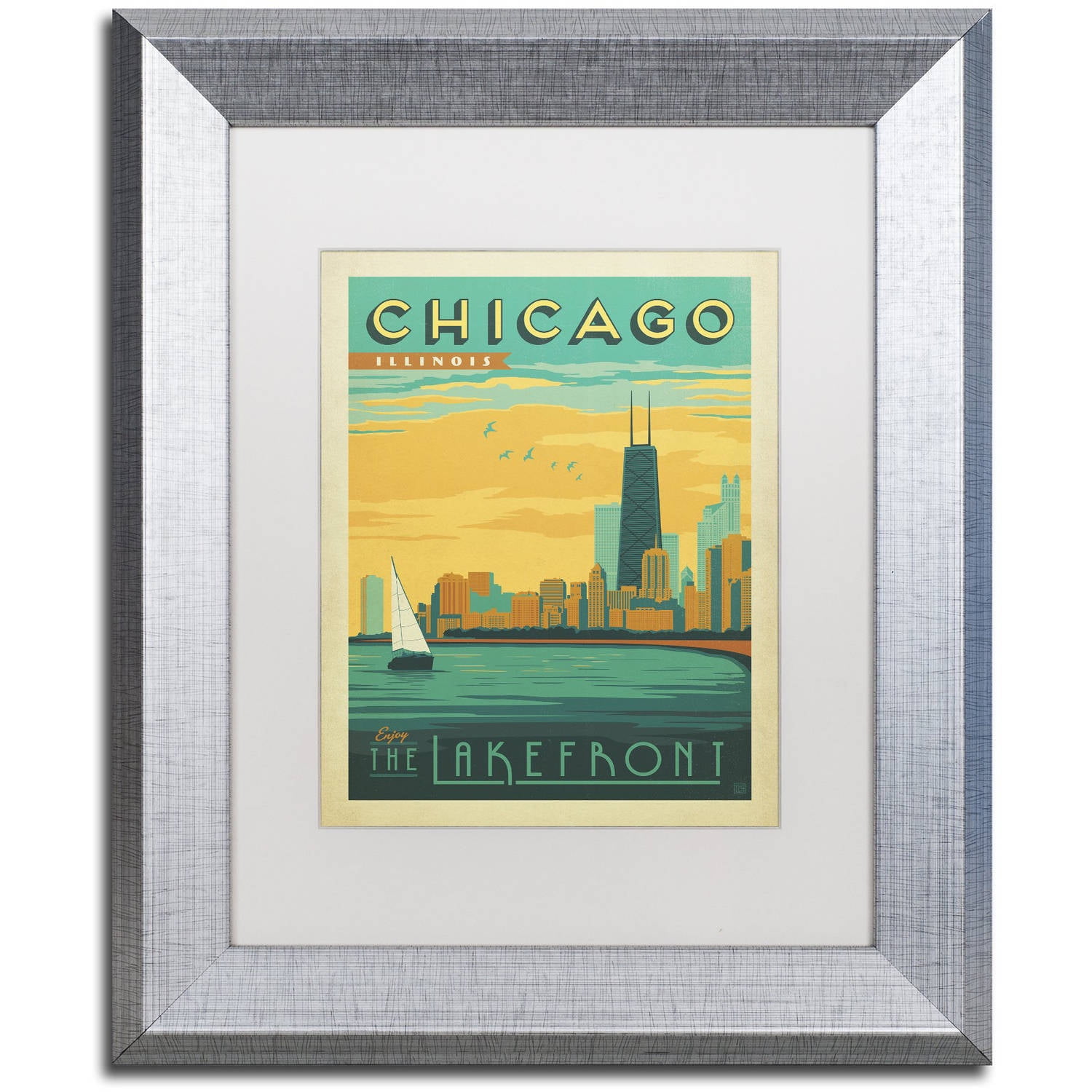 Trademark Fine Art "Chicago II" Canvas Art by Anderson Design Group White Matte, Silver Frame
