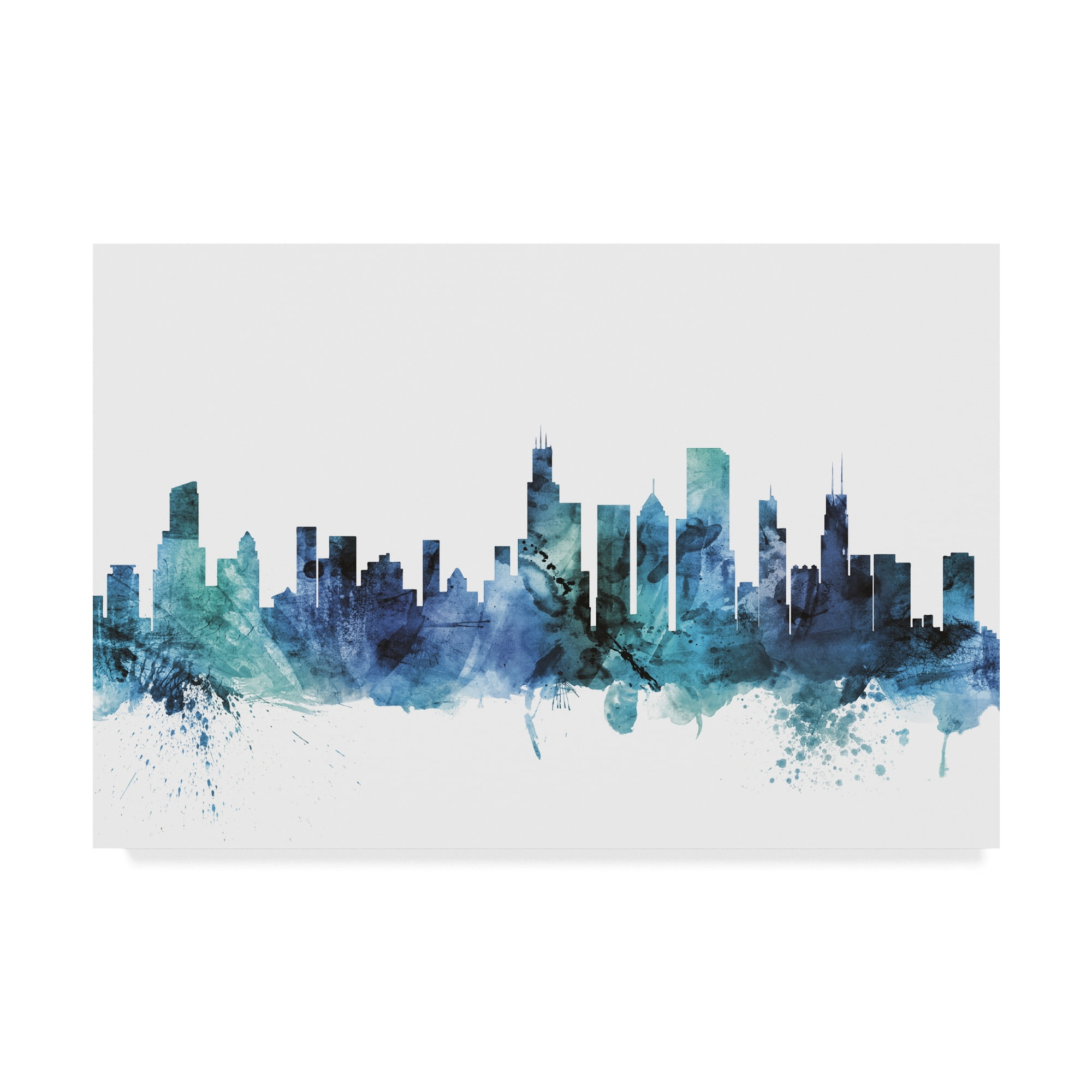 Trademark Fine Art 'Chicago Illinois Blue Teal Skyline' Canvas Art by Michael Tompsett