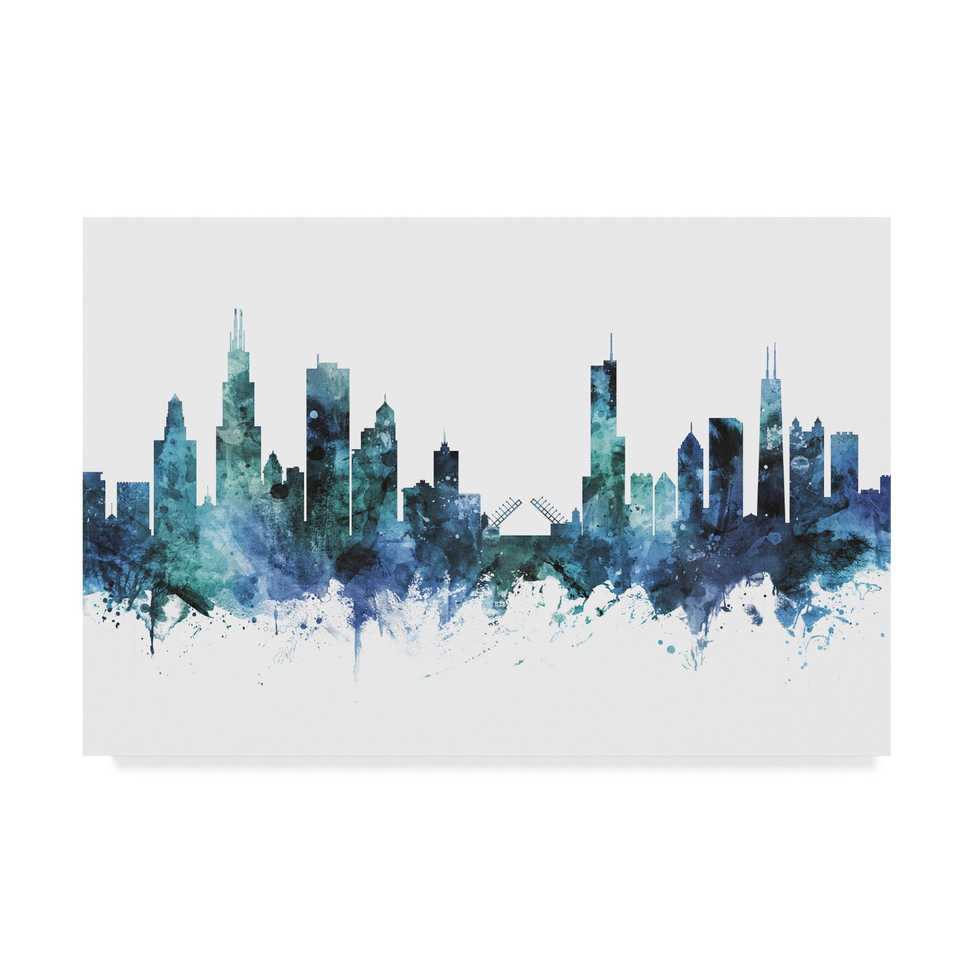 Trademark Fine Art 'Chicago Illinois Blue Teal Skyline' Canvas Art by Michael Tompsett