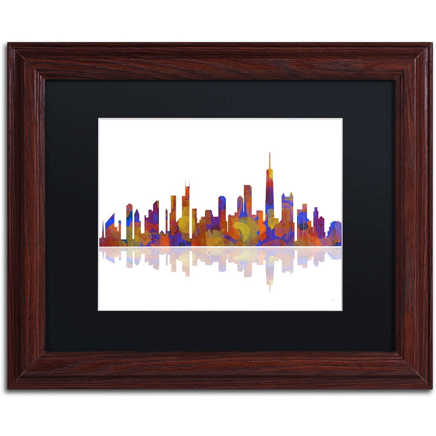 Trademark Fine Art "Chicago Illinois Skyline 2" Canvas Art by Marlene Watson Black Matte, Wood Frame
