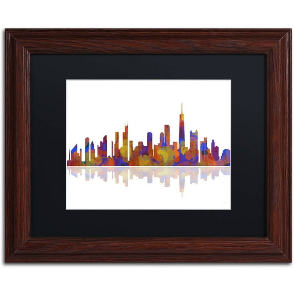 Trademark Fine Art "Chicago Illinois Skyline 2" Canvas Art by Marlene Watson Black Matte, Wood Frame