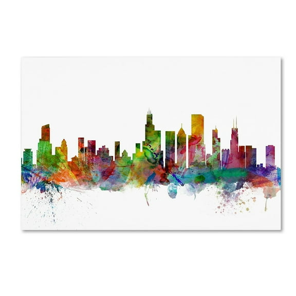 Trademark Fine Art "Chicago Illinois Skyline" Canvas Art by Michael Tompsett