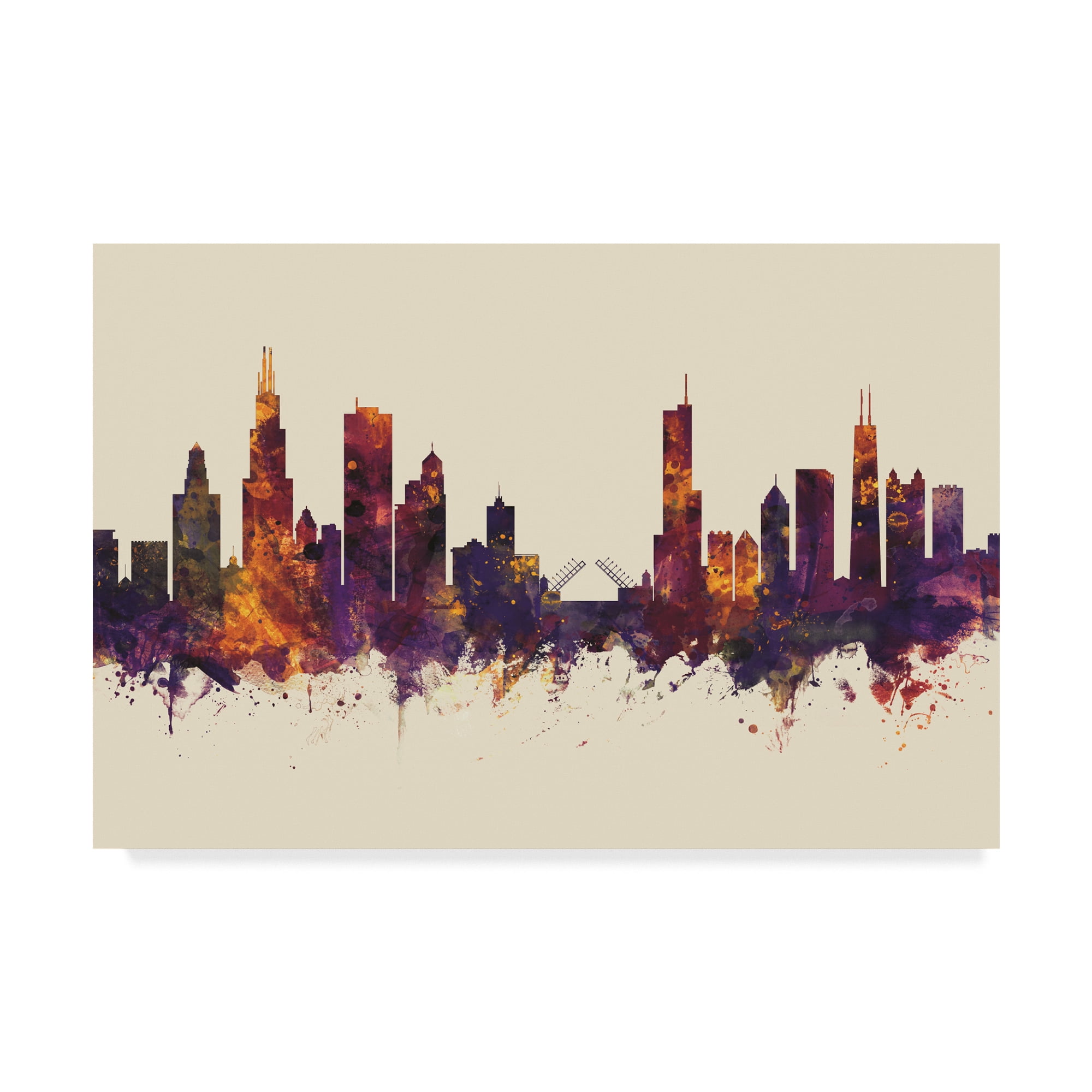 Trademark Fine Art 'Chicago Illinois Skyline Dark III' Canvas Art by Michael Tompsett