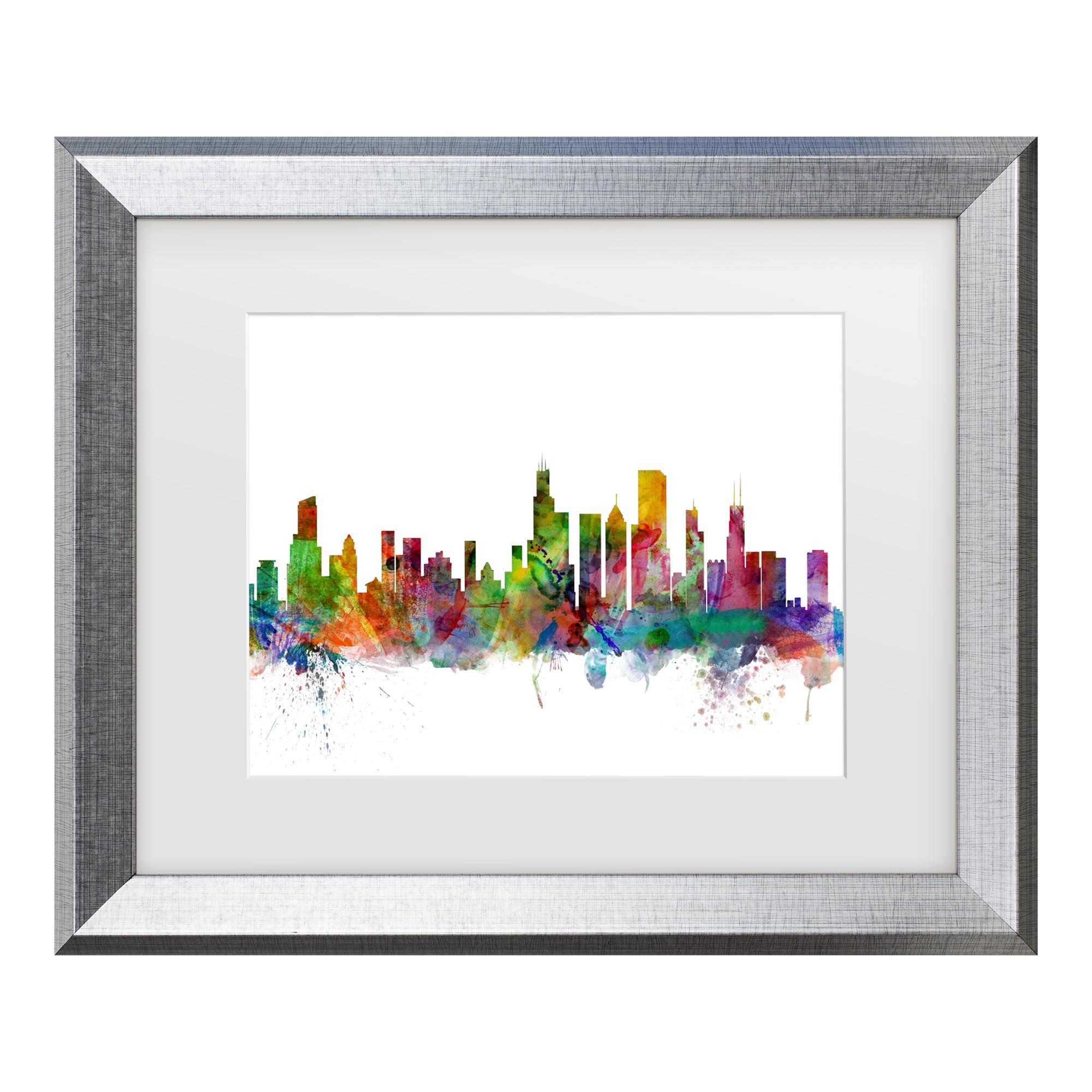 Trademark Fine Art 'Chicago Illinois Skyline' Matted Framed Art by Michael Tompsett