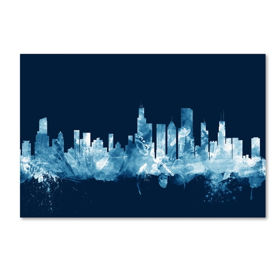 Trademark Fine Art "Chicago Illinois Skyline Navy" Canvas Art by Michael Tompsett