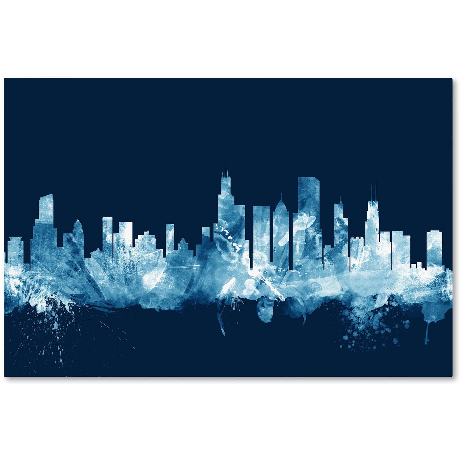 Trademark Fine Art "Chicago Illinois Skyline Navy" Canvas Art by Michael Tompsett