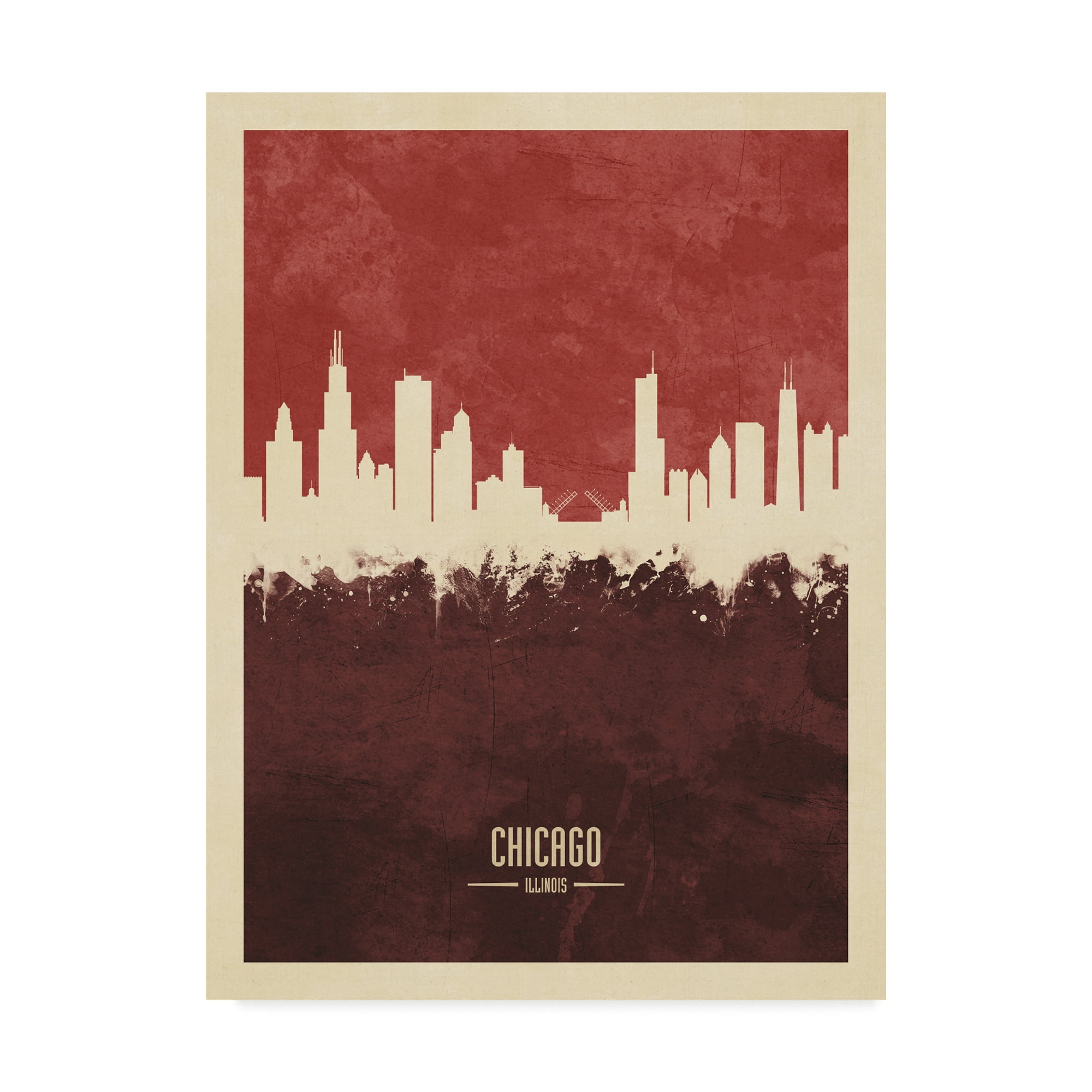 Trademark Fine Art 'Chicago Illinois Skyline Red II' Canvas Art by Michael Tompsett
