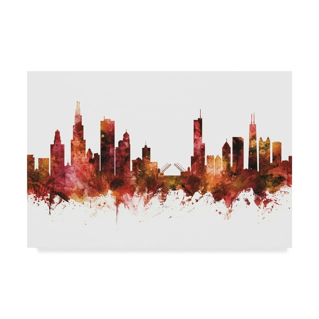 Trademark Fine Art 'Chicago Illinois Skyline Red III' Canvas Art by Michael Tompsett