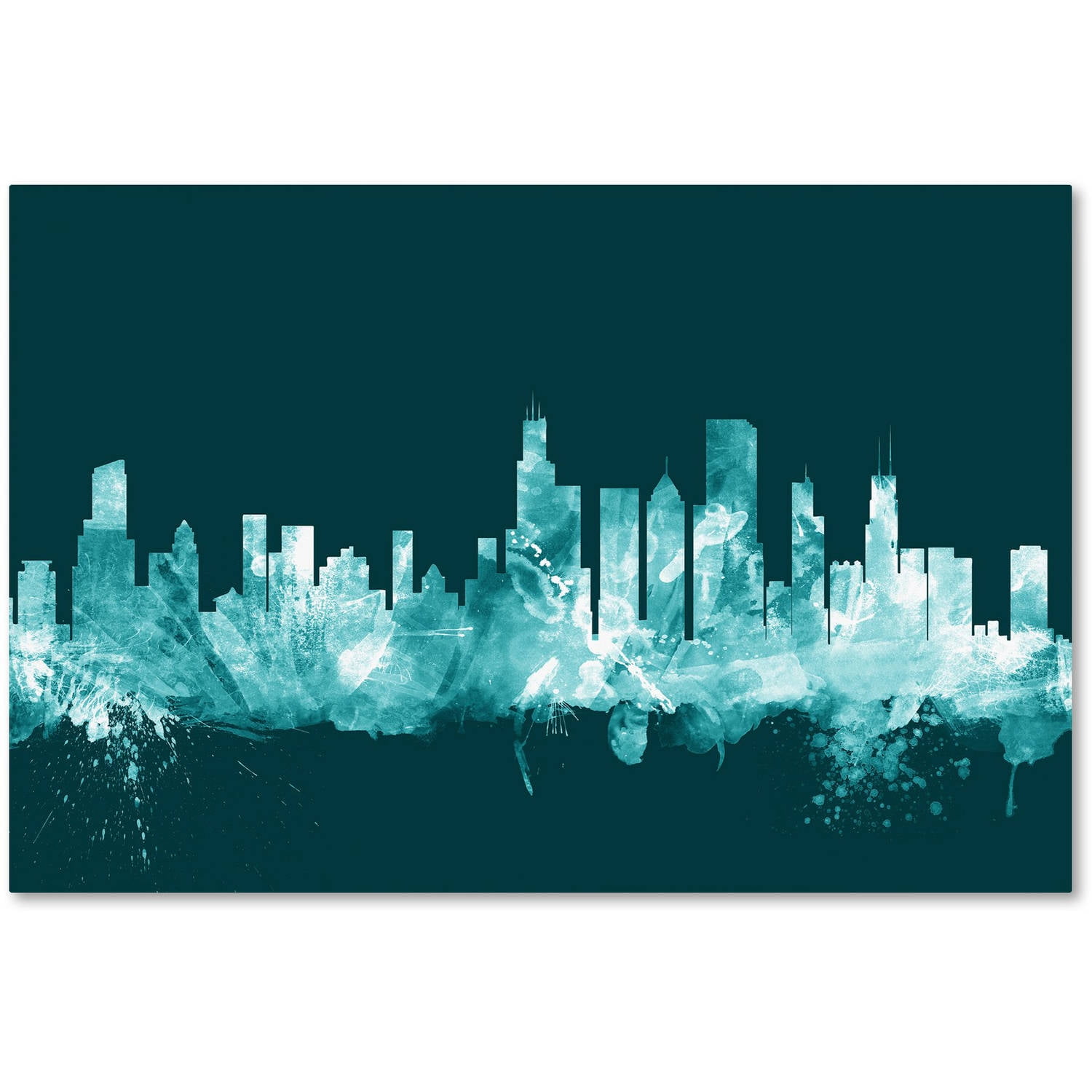 Trademark Fine Art "Chicago Illinois Skyline Teal" Canvas Art by Michael Tompsett