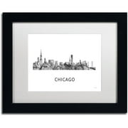 Trademark Fine Art 'Chicago Illinois Skyline WB-BW' Canvas Art by Marlene Watson, White Matte, Black Frame