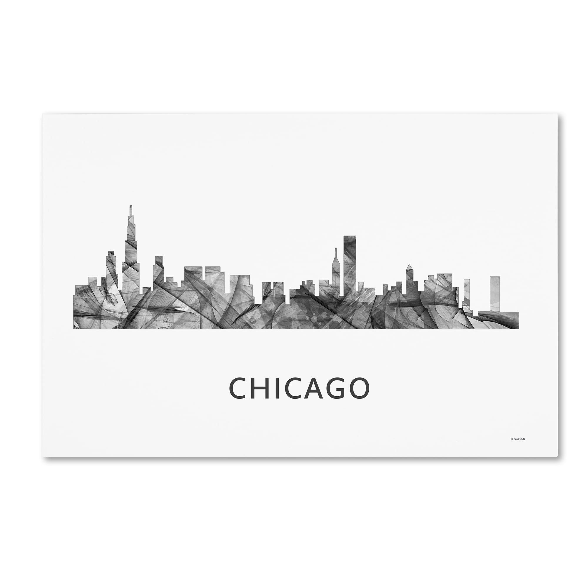 Trademark Fine Art 'Chicago Illinois Skyline WB-BW' Canvas Art by Marlene Watson