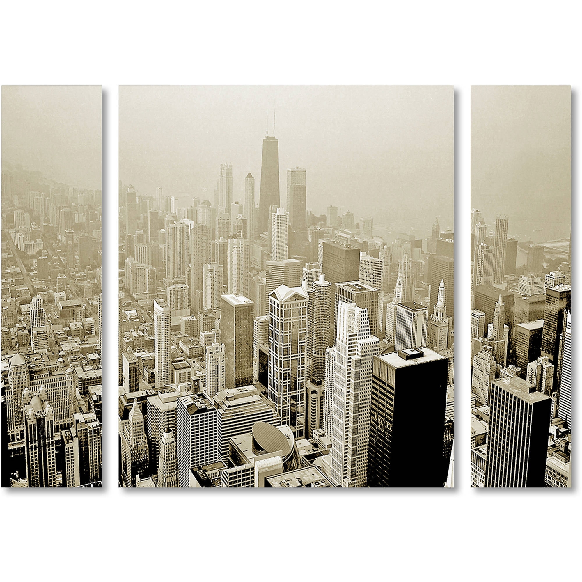 Trademark Fine Art "Chicago Skyline" Canvas Art by Preston Three Panel Set