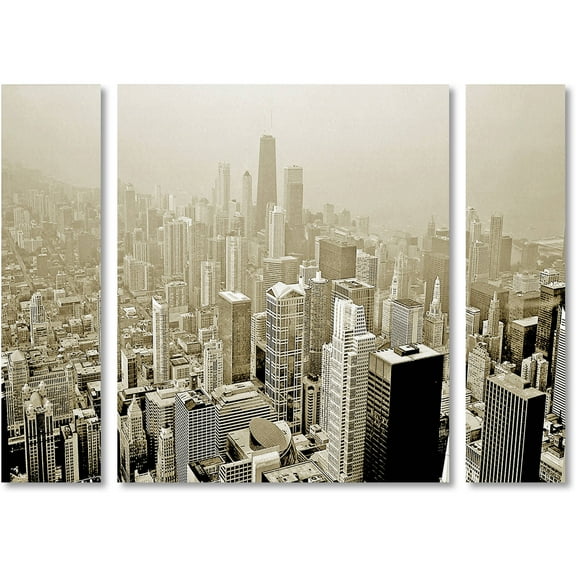 Trademark Fine Art "Chicago Skyline" Canvas Art by Preston Three Panel Set