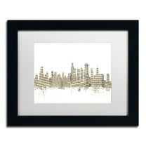 Trademark Fine Art "Chicago Skyline Sheet Music" Canvas Art by Michael Tompsett White Matte, Black Frame