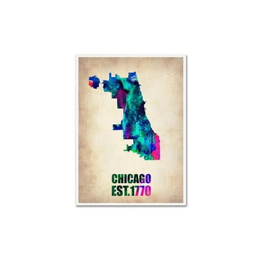 Trademark Fine Art "Chicago Watercolor Map" Canvas Art by Naxart