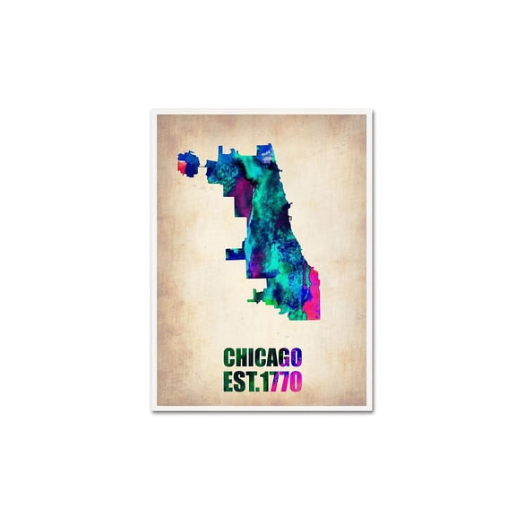 Trademark Fine Art "Chicago Watercolor Map" Canvas Art by Naxart