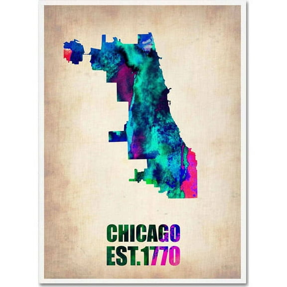 Trademark Fine Art "Chicago Watercolor Map" Canvas Art by Naxart