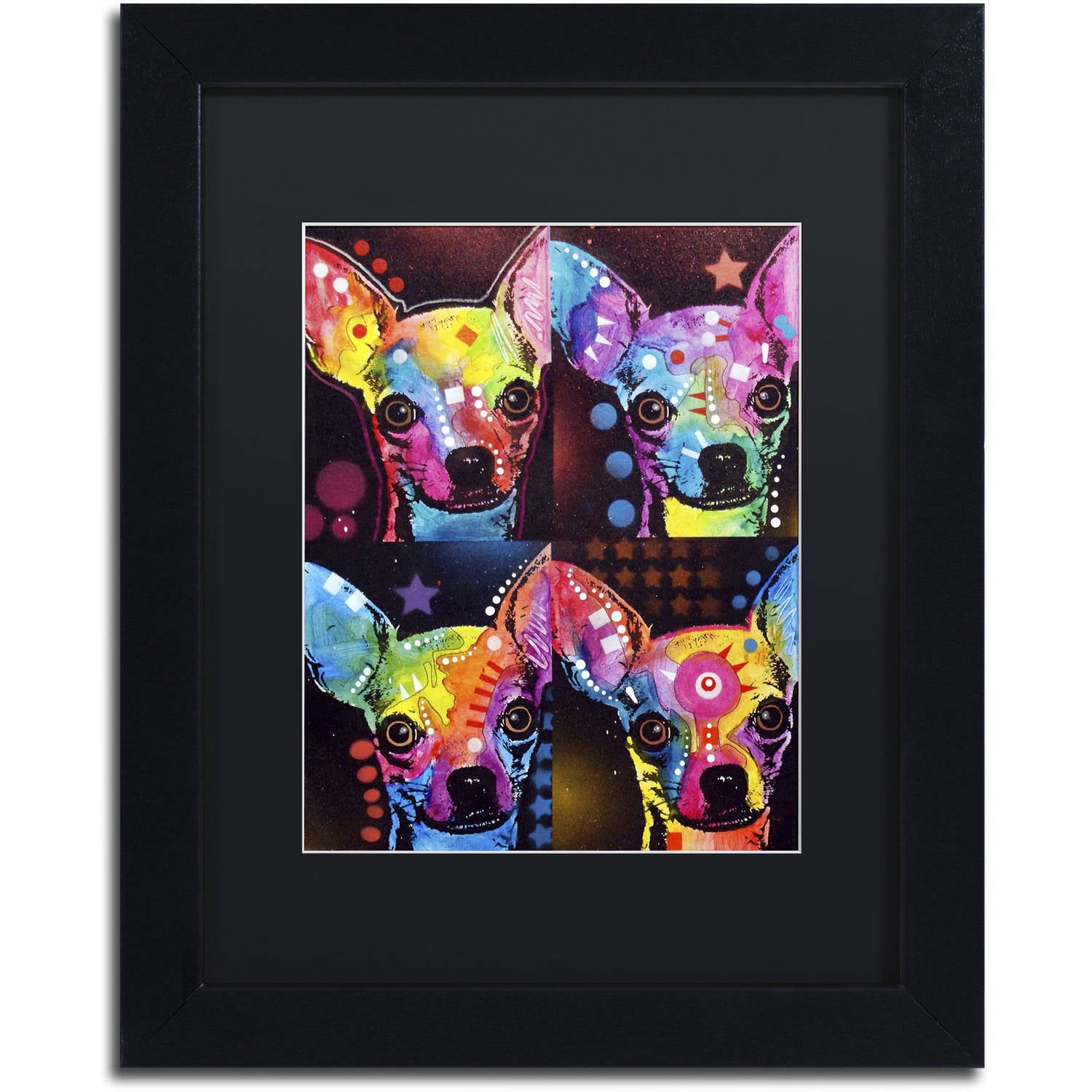 Trademark Fine Art "Chihuahua 4x" Canvas Art by Dean Russo, Black Matte, Black Frame