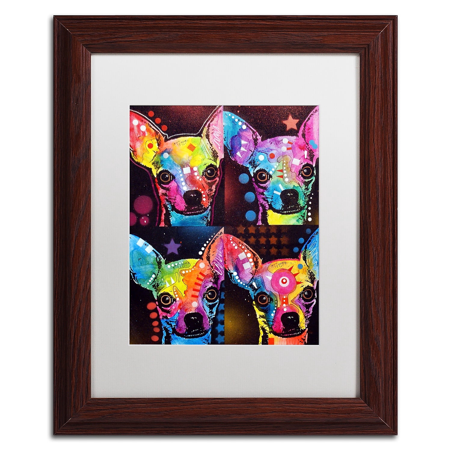 Trademark Fine Art "Chihuahua 4x" Canvas Art by Dean Russo, White Matte, Wood Frame