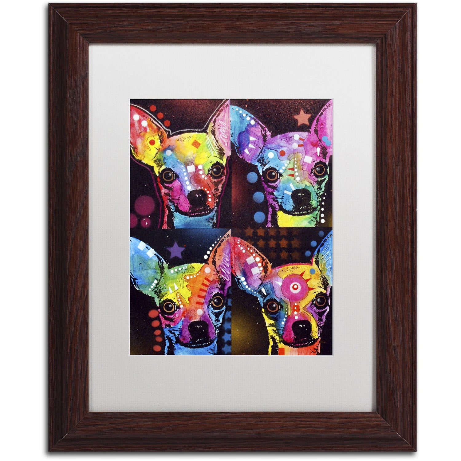 Trademark Fine Art "Chihuahua 4x" Canvas Art by Dean Russo, White Matte, Wood Frame