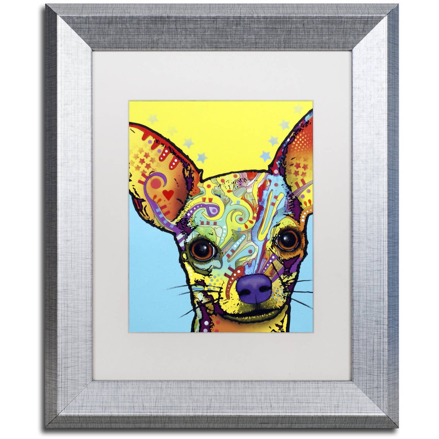 Dean Russo Chihuahua Pop Art Canvas Print with Silver Frame